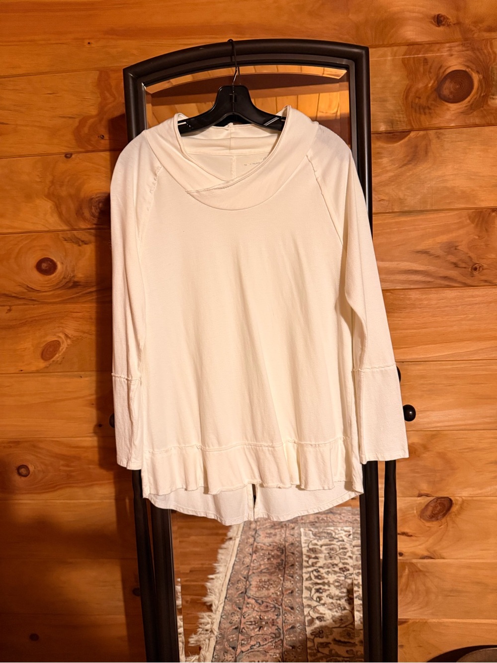 Soft Surroundings Cream Long-Sleeve Layered Hem Top